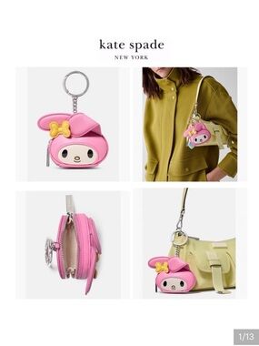NWT Kate Spade ♠️X My Melody & Friends Leather 3D My Melody Bag Charm/Coin Purse